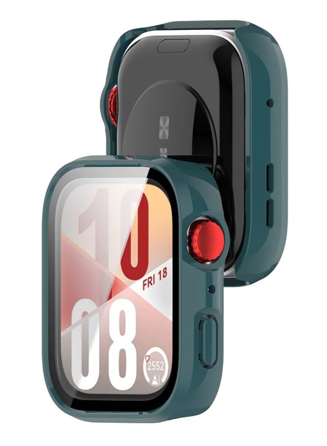 HL-Tech Case Compatible with HUAWEI Watch Fit 4 Watch Glass Protective Film Hard Plastic Frame HUAWEI Watch Fit 4 Watch Case Dark green - Image 3