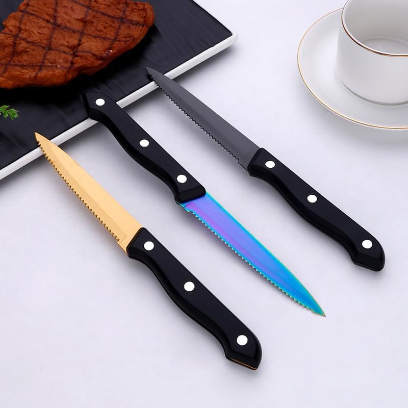 Flatware set, knife fork spoon set, soup spoons,Silverware Set, 1/4/6/8/10/12 Pcs Stainless Steel Cutlery Steak Knife Table Knife Serrated Knife Table Knife(Rainbow,8 Pieces) - Image 4