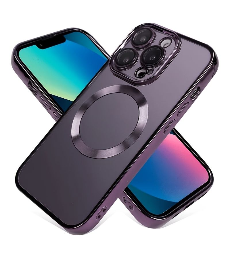 غلاف مغناطيسي للهاتف ثلاثي في واحد لهاتف iPhone 15 Pro Max باللون الأرجواني يدعم Magsafe - Image 4