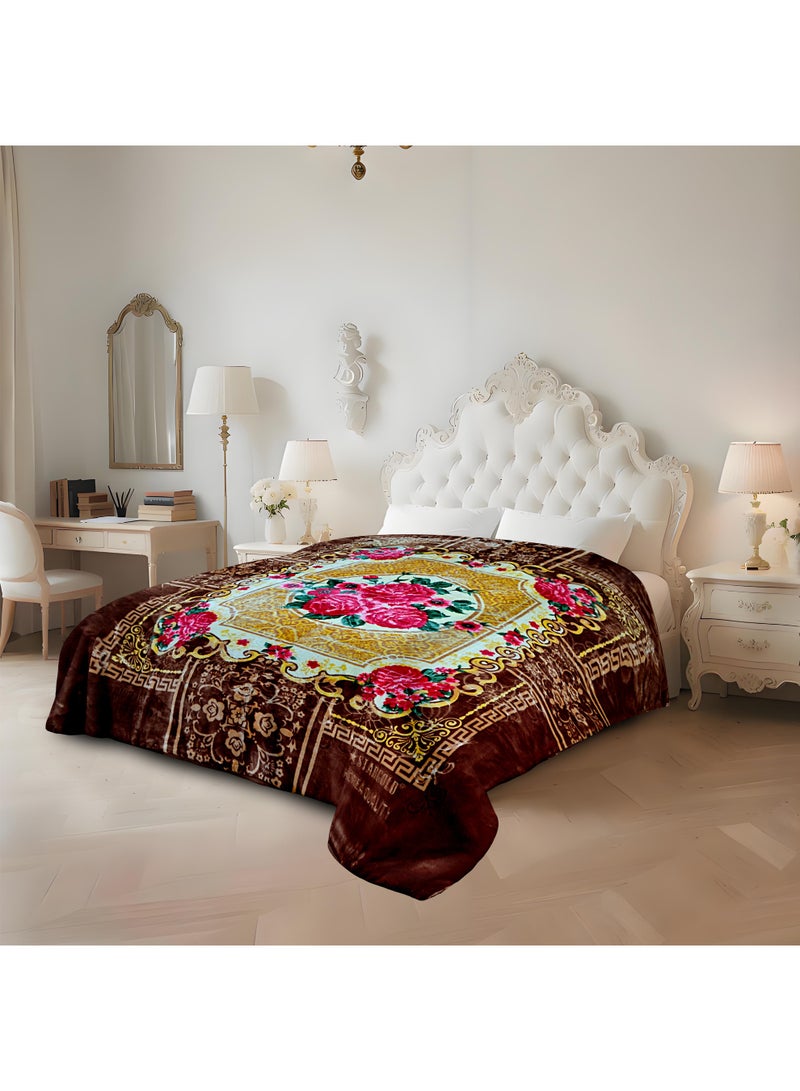 ستارجولد بطانية راشيل بريميوم 200×240 سم، تصميم 8، مكونة من طبقتين، ناعمة للغاية ودافئة، ثقيلة الوزن، فاخرة، منقوشة بنقشة زهور، مناسبة للشتاء وجميع الفصول، لحاف من الفلانيل مضاد للحساسية، قابل للتهوية، غطاء سرير مريح للغاية، متين، مقاوم للبهتان، عبوة هدايا أنيقة