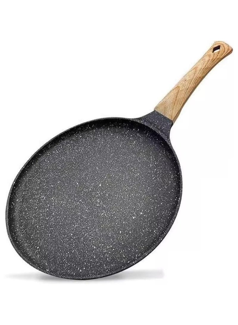 Beauenty 28CM Nonstick Skillets : Granite Coating Crepe Pan Tawa with Stay-Cool Handle PTFE & PFOA Free Pancake Pan for All Stovetops (Black) - Image 1