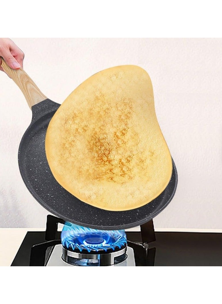 Beauenty 28CM Nonstick Skillets : Granite Coating Crepe Pan Tawa with Stay-Cool Handle PTFE & PFOA Free Pancake Pan for All Stovetops (Black) - Image 2