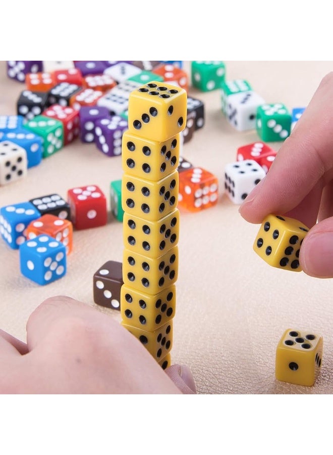 AUSTOR 100 Pieces 12mm Dices 6 Sided Game Dice Set Square Corner Dice with a Drawstring Pouch - Image 2