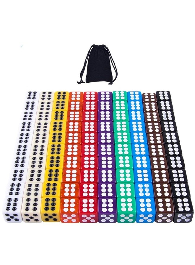 AUSTOR 100 Pieces 12mm Dices 6 Sided Game Dice Set Square Corner Dice with a Drawstring Pouch - Image 5