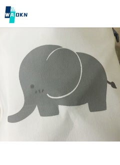 WAOKN Portable Laundry Bag, Collapsible Elephant Pattern Dirty Laundry Storage Bag, Multifunctional Home Toy Storage Bag (White & Grey, 35 x 40 cm)  - Image 3