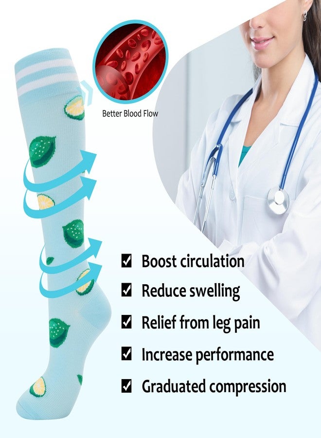 fenglaoda Compression Socks for Women Men Support Circulation 6 Pairs Socks For Nurse, Travel, Flight, 05-6pairs-05, L-XL - Image 4