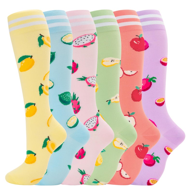 fenglaoda Compression Socks for Women Men Support Circulation 6 Pairs Socks For Nurse, Travel, Flight, 05-6pairs-05, L-XL - Image 1