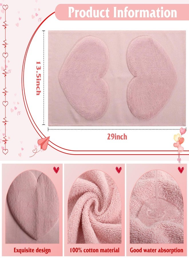 Gilprop 2 Pack Valentines Day Hand Towels Cotton 29 x 13.5 Inches Pink Heart 3D Pattern Bathroom Towel Love Decorative Gift Set Valentines Home Bathroom Decor - Image 2