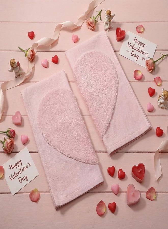 Gilprop 2 Pack Valentines Day Hand Towels Cotton 29 x 13.5 Inches Pink Heart 3D Pattern Bathroom Towel Love Decorative Gift Set Valentines Home Bathroom Decor - Image 3