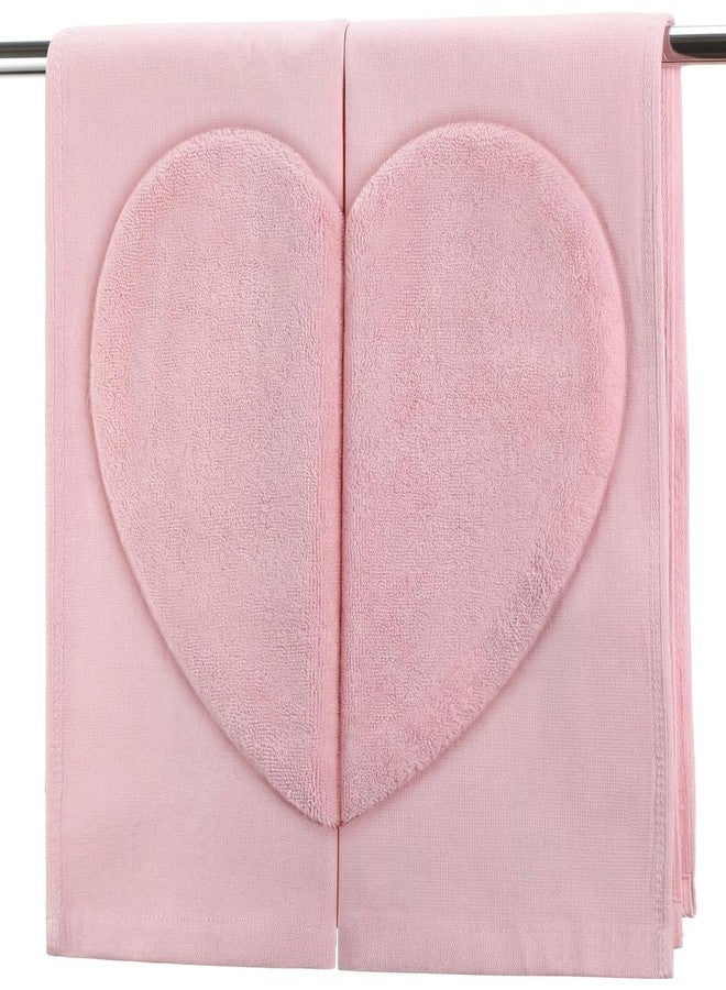 Gilprop 2 Pack Valentines Day Hand Towels Cotton 29 x 13.5 Inches Pink Heart 3D Pattern Bathroom Towel Love Decorative Gift Set Valentines Home Bathroom Decor - Image 1