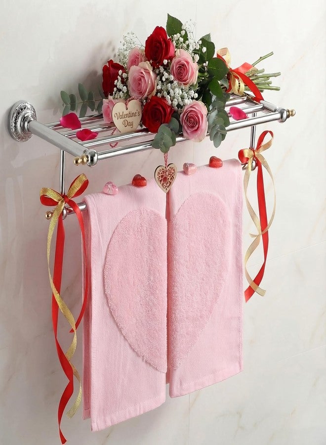 Gilprop 2 Pack Valentines Day Hand Towels Cotton 29 x 13.5 Inches Pink Heart 3D Pattern Bathroom Towel Love Decorative Gift Set Valentines Home Bathroom Decor - Image 4