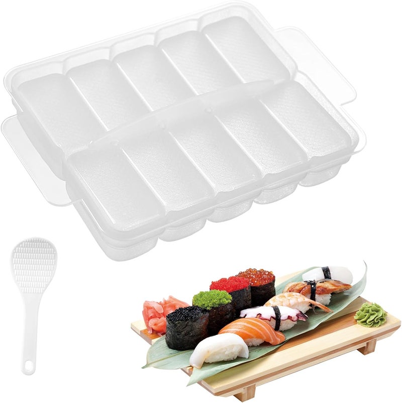 AYCCNH 10 in 1 Mini Japanese Onigiri Sushi Mold Nigiri Bento Rice Ball Mold Rectangular Sushi Maker - Image 1