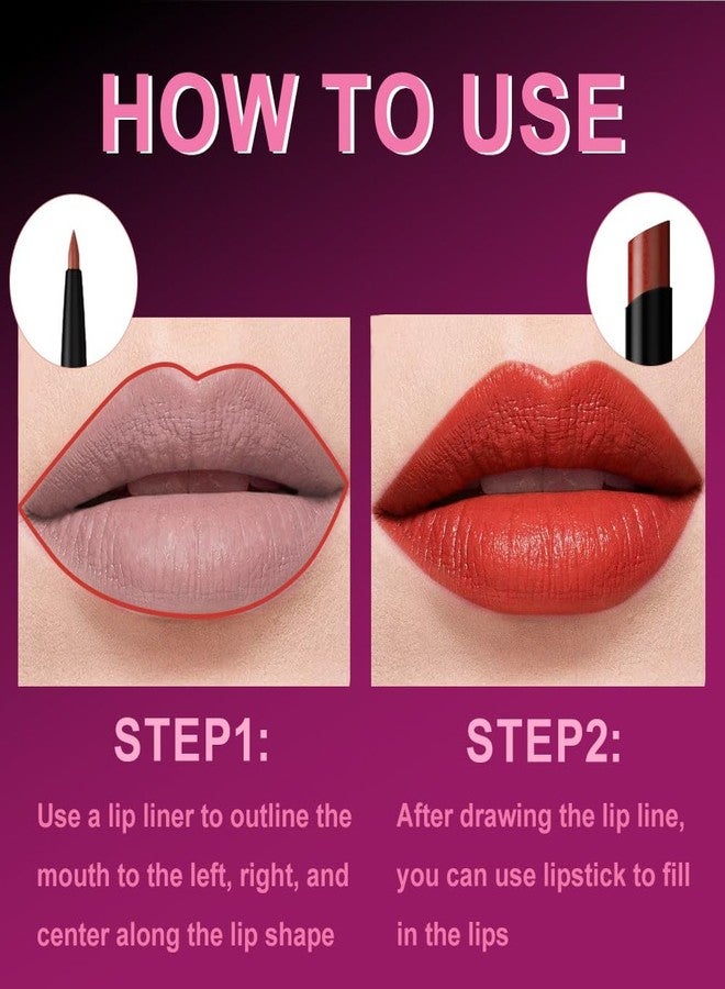 AMY'S DIARY 2Pcs Ruby Red Lipstick and Lip Liner Combo, Lip Liner and Lip Stick Kit for Women, Matte Lip Pencil and Smooth Hydrating Lipstick, Non-Stick Lip Makeup Set (06#) - Image 3