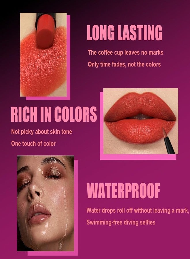 AMY'S DIARY 2Pcs Ruby Red Lipstick and Lip Liner Combo, Lip Liner and Lip Stick Kit for Women, Matte Lip Pencil and Smooth Hydrating Lipstick, Non-Stick Lip Makeup Set (06#) - Image 4