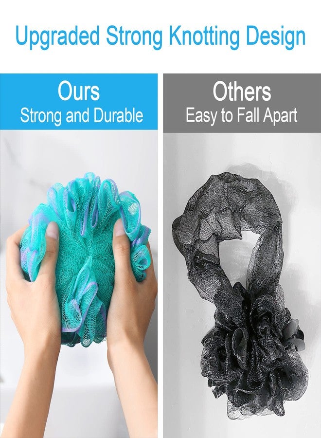 AmazerBath Loofah Sponge 75g/Piece, Exfoliating Bath Sponge Body Scrubber - Loofa Set of 4 Flower Color (Large, Green-Purple) - Image 4