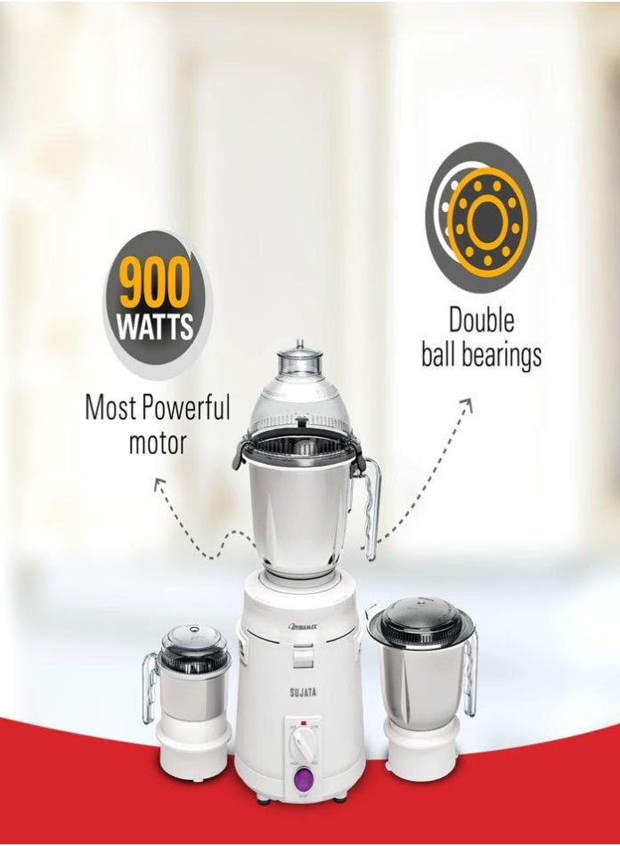SUJATA Sujata Dynamix Mixer Grinder 900 Watts 3 Jars White  - Image 3