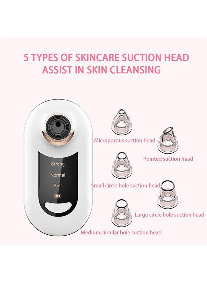 JCB CHIC Portable Blackhead Remover Pore Vacuum Cleaner Electric Black Head Removal Tool Vacuum Facial Pore Acne Pimple Cleaner with 5 Suction Heads for Men & Women USB Charge (HYJ-2101) - Image 4