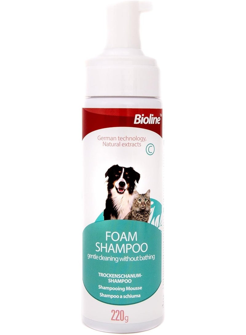 بايولاين شامبو رغوي للحيوانات الأليفة الجافة 220 جرام - Image 1