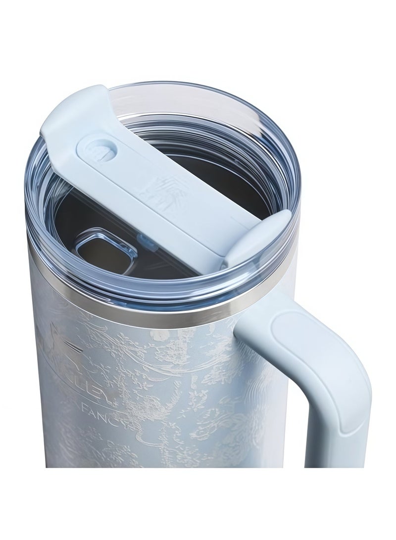 Stanley 1913 x LoveShackFancy Holiday Quencher® H2.0 FlowState™ Tumbler | 40 OZ-Toscana Toile Alpine Blue - Image 3