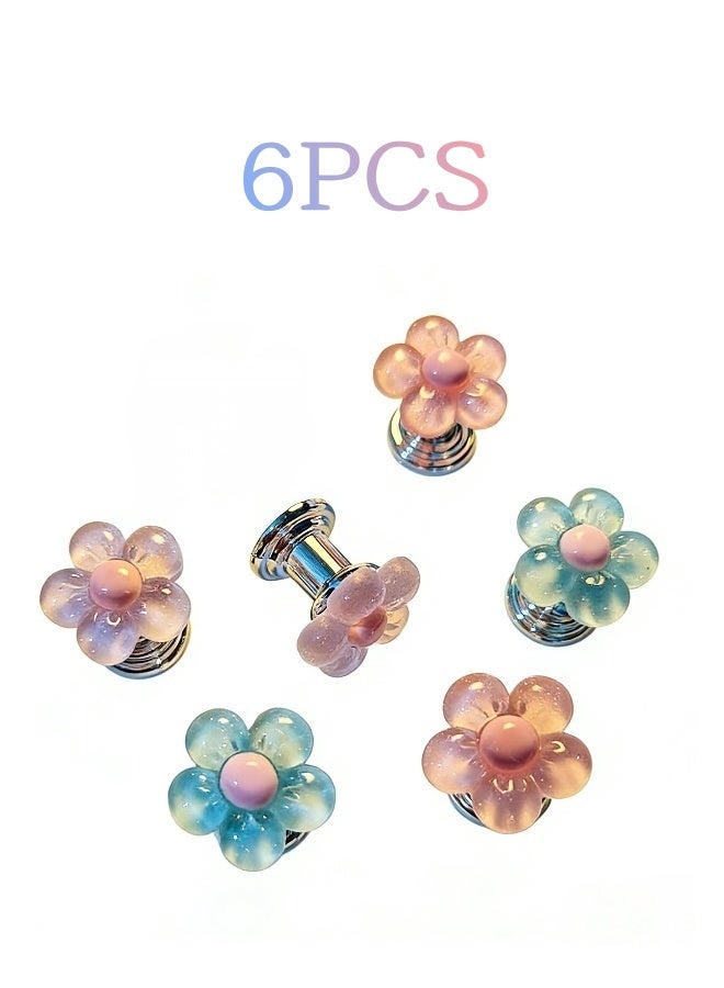 زر خزان المرحاض 6 قطع من أزرار ضغط المرحاض زر إضافي لخزان المرحاض مقبض زر المرحاض مقبض المياه العلوي وأداة إضافية لخزان المياه على شكل زهرة - Image 1