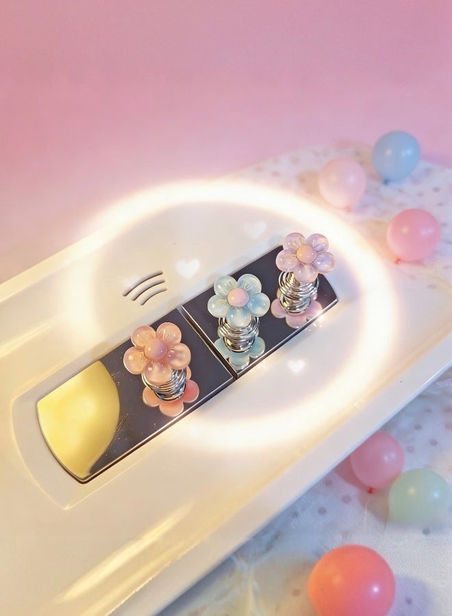 زر خزان المرحاض 6 قطع من أزرار ضغط المرحاض زر إضافي لخزان المرحاض مقبض زر المرحاض مقبض المياه العلوي وأداة إضافية لخزان المياه على شكل زهرة - Image 4