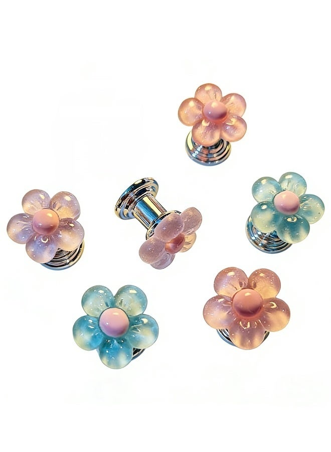 زر خزان المرحاض 6 قطع من أزرار ضغط المرحاض زر إضافي لخزان المرحاض مقبض زر المرحاض مقبض المياه العلوي وأداة إضافية لخزان المياه على شكل زهرة - Image 2