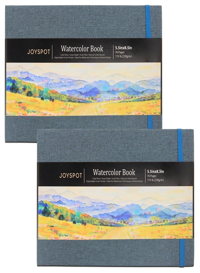 JOY SPOT! 5.5" x 8.5" Watercolor Pad, Pack of 2 (76 Sheets), 110 lb (230 GSM), Acid-Free Paper, Watercolor Book with Linen Bound for Watercolor Techniques and Mixed Media - Image 1