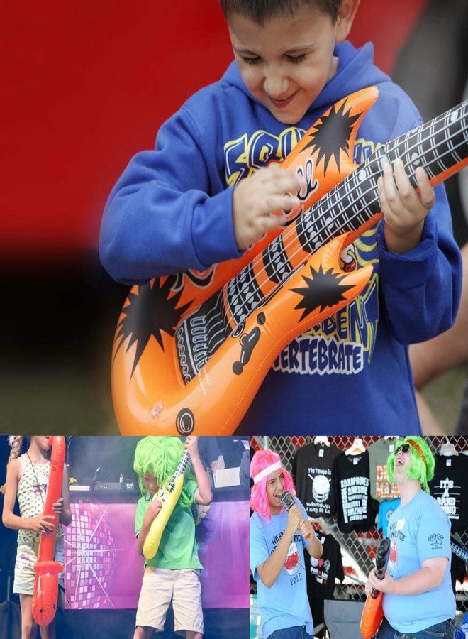 WedFeir Inflatable Rock Star Toy Set, 7 Pack Inflatable Boom Box Mobile Phone Guitar Bass Party Props for 80's 90's Party Decorations, Rock and Roll Party Favors Supplies, Christmas Birthday Party Gifts. - Image 2