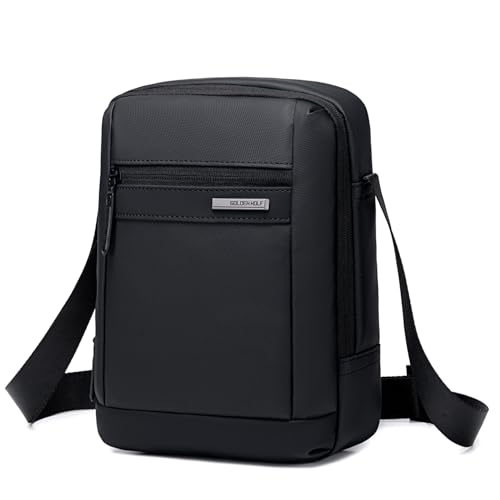 GOLDEN WOLF Sling Bag for Men 3L Small Side Bag for 8.3" iPad & Mobile Lightweight Crossbody Bag Water-resistant Shoulder Bag for Daily Use Messenger Bag for Office, Black - Image 1