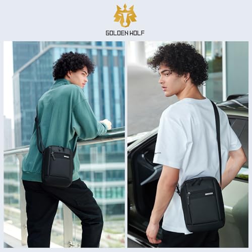 GOLDEN WOLF Sling Bag for Men 3L Small Side Bag for 8.3" iPad & Mobile Lightweight Crossbody Bag Water-resistant Shoulder Bag for Daily Use Messenger Bag for Office, Black - Image 2