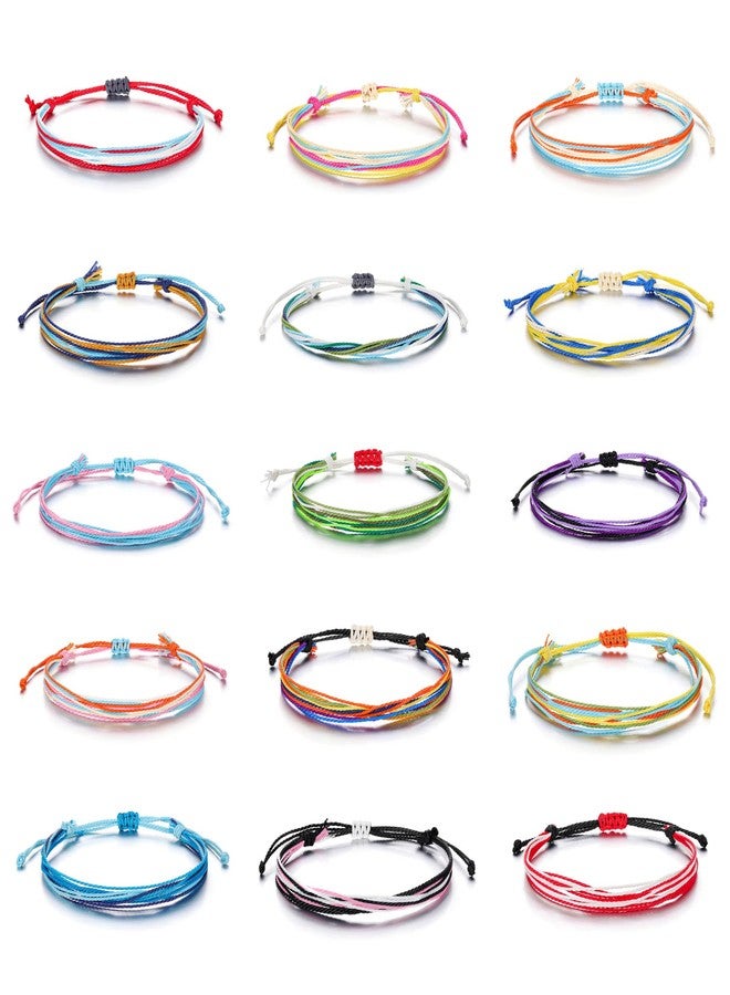 Jovivi 15 Pieces Surfer Wave Friendship Bracelets Set Handmade Waterproof Adjustable Braided Strand String Bracelets Anklets Boho Jewelry for Women - Image 1
