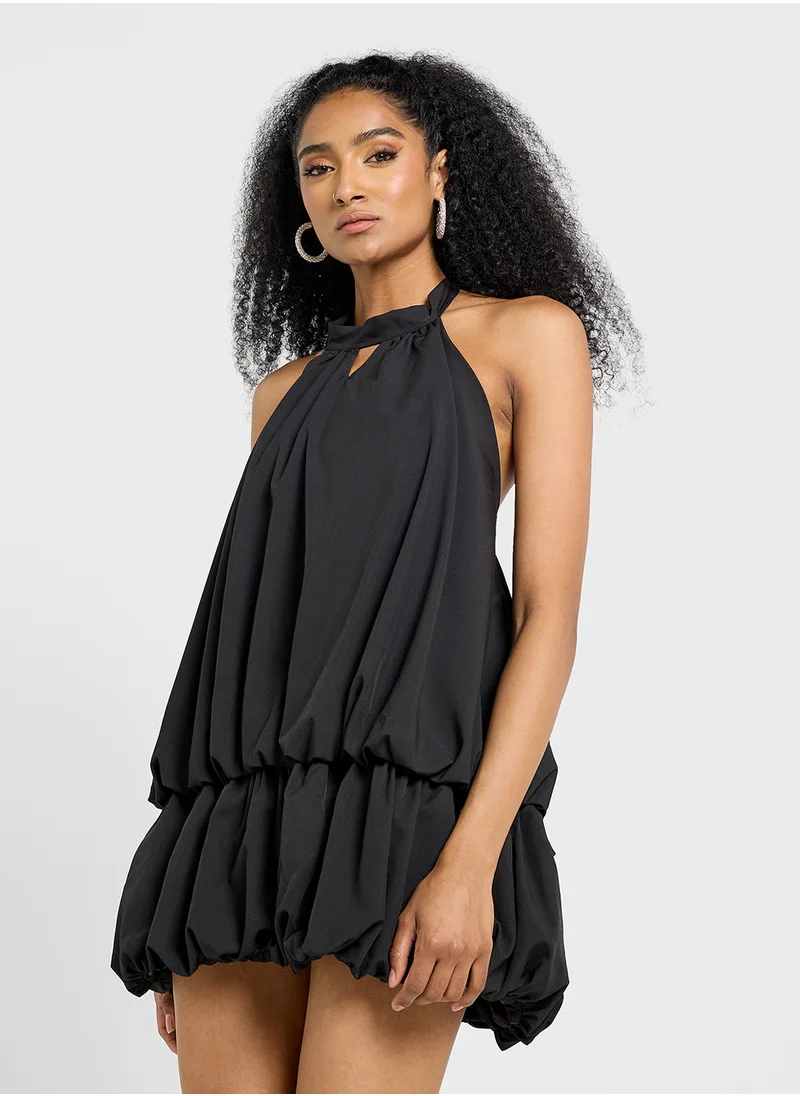 Ginger Halter Neck Balloon Hem Dress