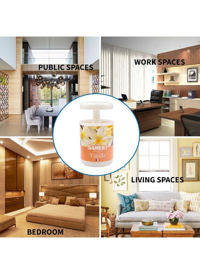 ساميلي مجموعة مكونة من 5 قطع: معطر جو SAMEILI الجلّي برائحة الفانيليا (طراز Y-003) – معطر جلّي قابل للتعديل (بنظام السحب)، يوفر تحكماً طويل الأمد في الروائح، ومناسب للاستخدام على لوحة القيادة في السيارة، وحامل الأكواب، وكذلك في المنزل والمكتب. - Image 4