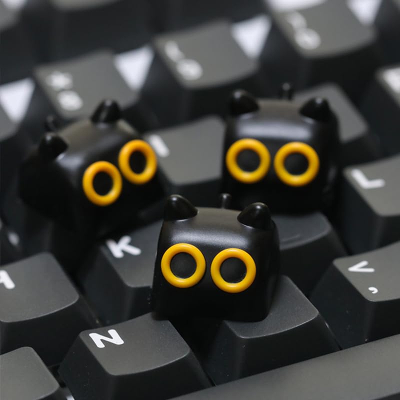 ULTRAEQUIP Artisan Keycaps - Resin Keycaps 1U ESC Custom Handmade Keycap Replacement for Mechanical Keyboard (Black Cat 1 Key) - Image 5