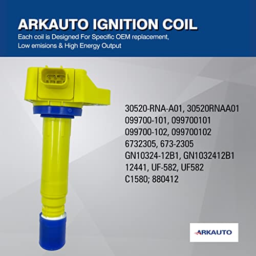 ARKAUTO 4PCS ARKAUTO HIGH PERFORMANCE IGNITION COIL 30520-RNA-A01 30520RNAA01 099700-101 099700101 UF582 UF-582 C1580 6732305 673-2305 FOR 06-11 FOR HONDA CIVIC FA FD FG 1.8 L4 R18A1 - Image 4