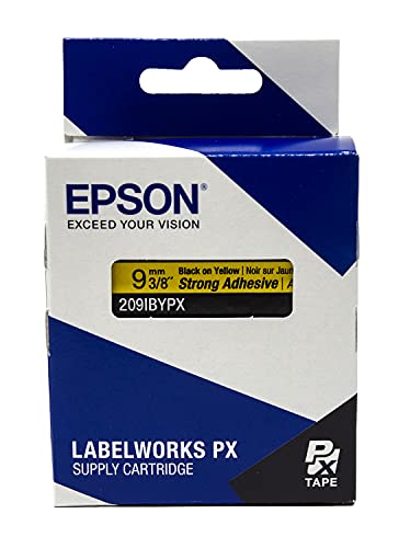 LABELWORKS Epson LABELWORKS 209IBYPX Genuine PET (Polyester) Tape Cartridge - Black on Yellow Label Maker Tape, Strong Adhesive - 3/8" (9MM) Wide, 30' - Image 5
