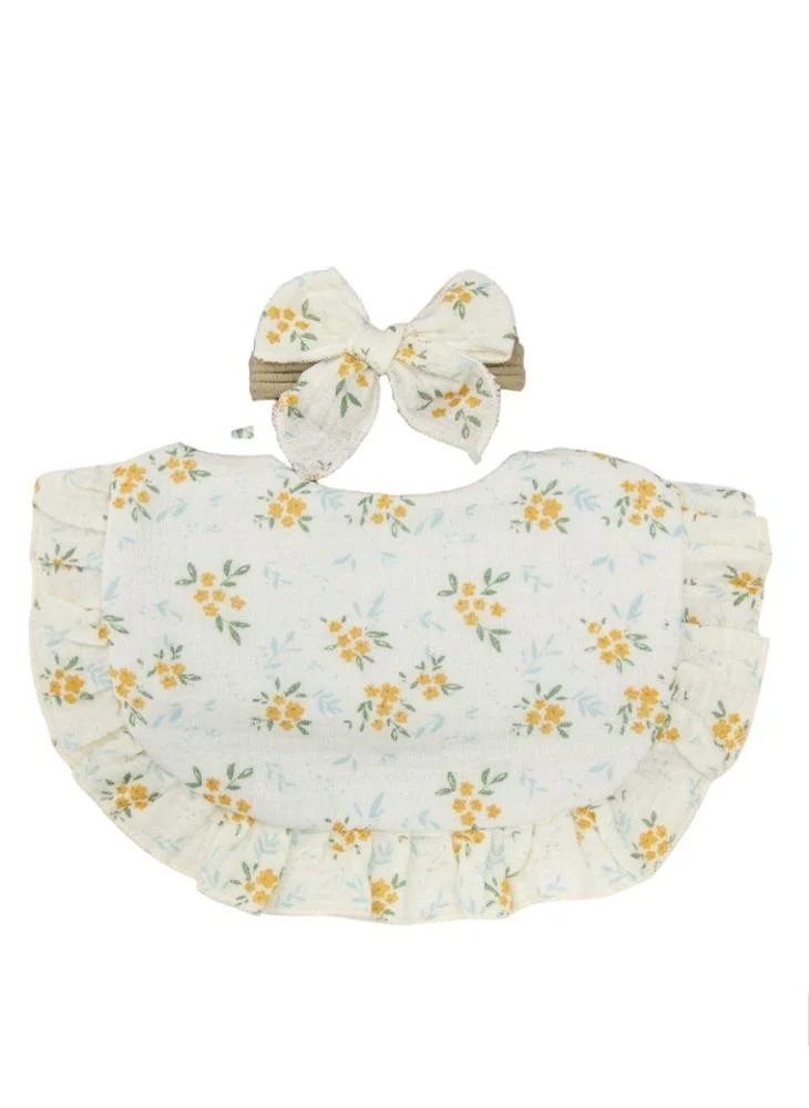 Bambimici Bambimici -Bella Baby Bib Set for Babies - Floral Printed Light Yellow