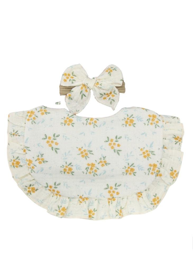 Bambimici - Bambimici -Bella Baby Bib Set for Babies - Floral Printed Light Yellow - Image 1