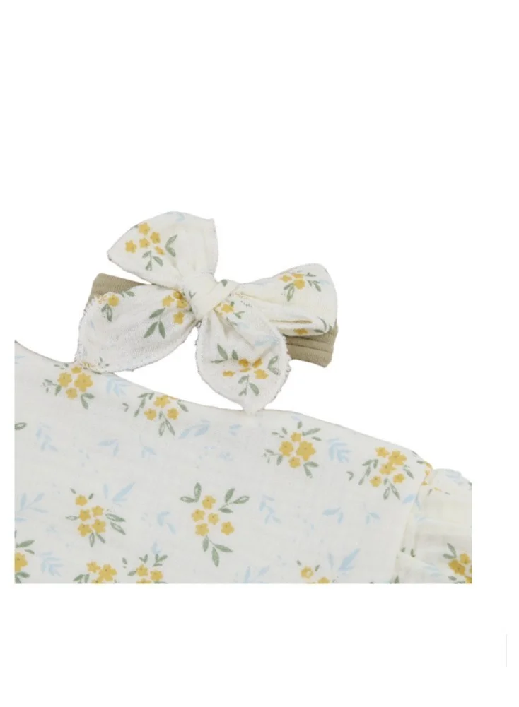 Bambimici Bambimici -Bella Baby Bib Set for Babies - Floral Printed Light Yellow
