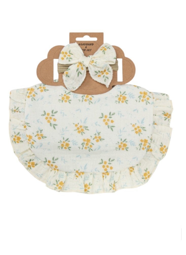 Bambimici - Bambimici -Bella Baby Bib Set for Babies - Floral Printed Light Yellow - Image 1