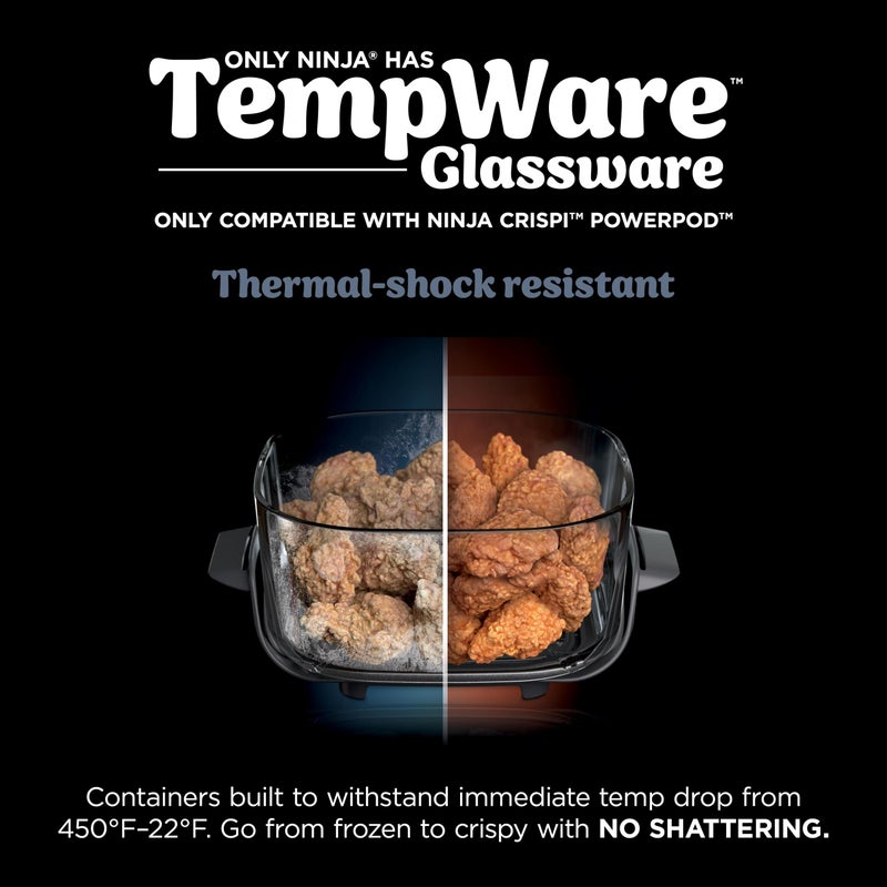Ninja 6 Cup TempWare Glass Container with Leak-Proof Storage lid, Compatible Crispi Portable Cooking System, Microwave, Freezer and Dishwasher Safe, PFAS Free Glass Cooking Surface - Image 2