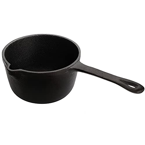 Cedilis 1 Quart/ 32 Ounce Cast Iron Basting Pot with Handle, Heavy Duty Construction Sauce Pot for Grilling and Oven, Black - Image 1