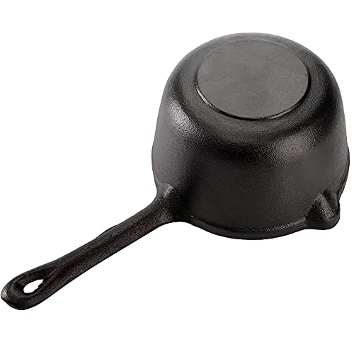 Cedilis 1 Quart/ 32 Ounce Cast Iron Basting Pot with Handle, Heavy Duty Construction Sauce Pot for Grilling and Oven, Black - Image 4