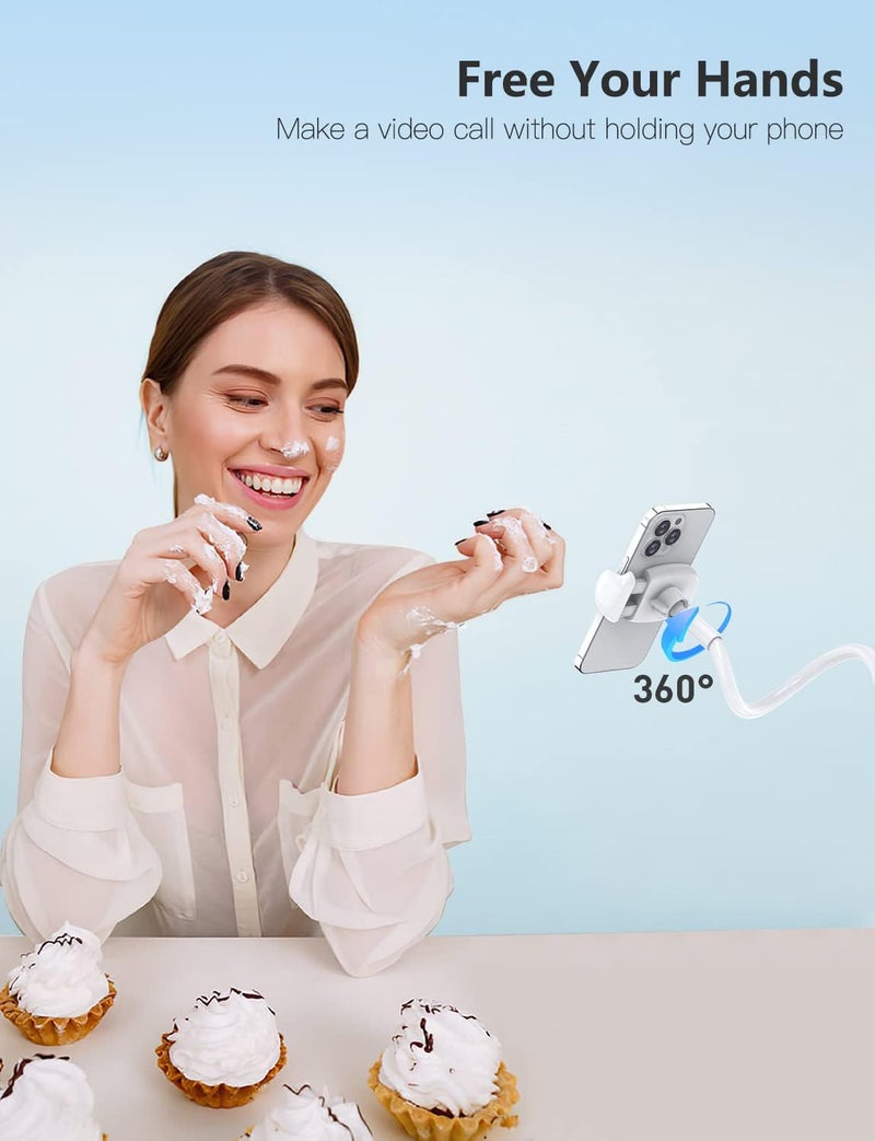 Tryone Gooseneck Phone Holder Stand for Bed Flexible Arm Adjustable Cell Phones Mount Clamp on Desk Bedframe Compatible with iPhone 14 Pro Max 13 12 11 X SE Series/Samsung S22 or Other 4"-7" Devices - Image 3