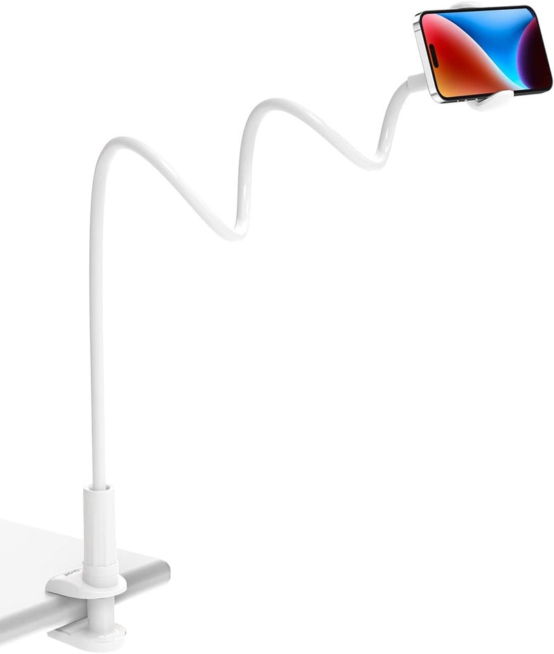 Tryone Gooseneck Phone Holder Stand for Bed Flexible Arm Adjustable Cell Phones Mount Clamp on Desk Bedframe Compatible with iPhone 14 Pro Max 13 12 11 X SE Series/Samsung S22 or Other 4"-7" Devices - Image 1