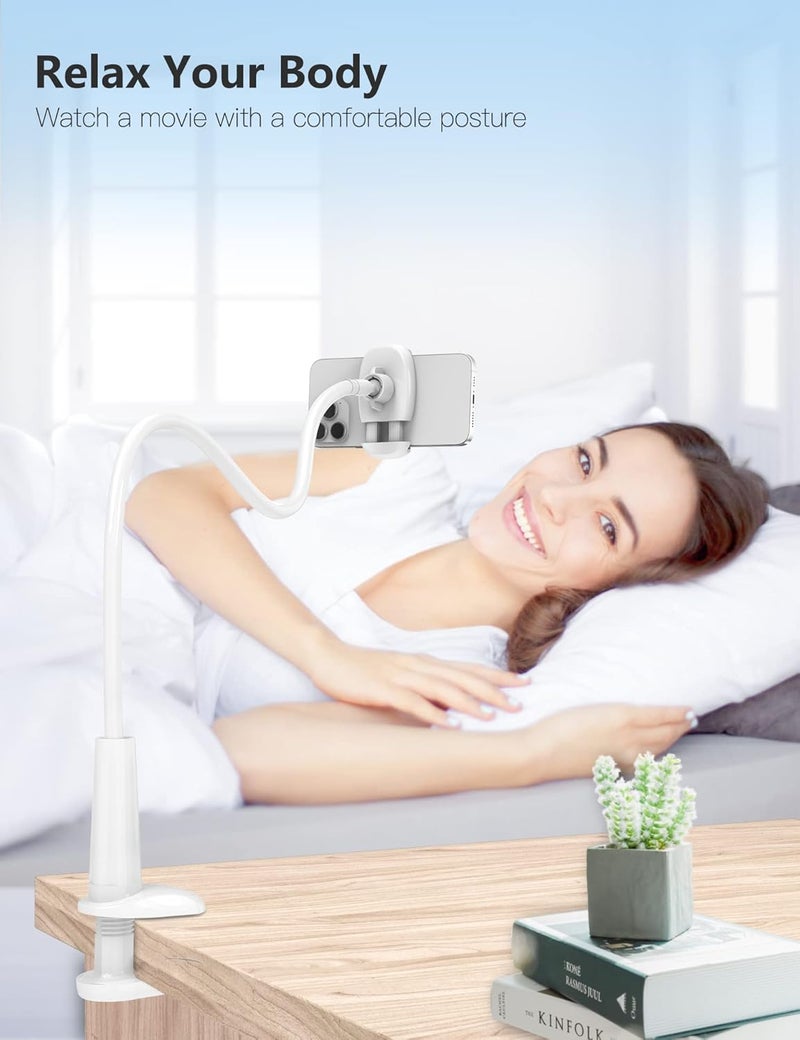 Tryone Gooseneck Phone Holder Stand for Bed Flexible Arm Adjustable Cell Phones Mount Clamp on Desk Bedframe Compatible with iPhone 14 Pro Max 13 12 11 X SE Series/Samsung S22 or Other 4"-7" Devices - Image 2