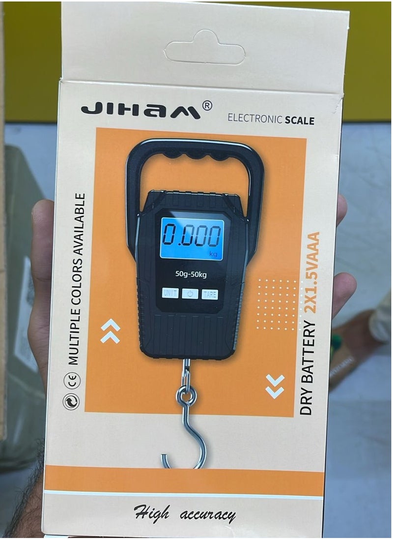 JIHAM Fish Scale 110lb/50kg | Portable Digital Hanging Scale with Backlit LCD, Large Handle, Luggage Scale for Suitcase, Fishing Gifts for Men  - Image 1