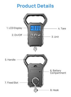 Lukadah Fish Scale 110lb/50kg | Portable Digital Hanging Scale with Backlit LCD, Large Handle, Luggage Scale for Suitcase, Fishing Gifts for Men  - Image 4