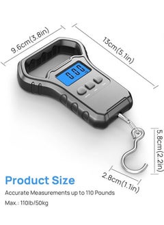 Lukadah Fish Scale 110lb/50kg | Portable Digital Hanging Scale with Backlit LCD, Large Handle, Luggage Scale for Suitcase, Fishing Gifts for Men  - Image 5