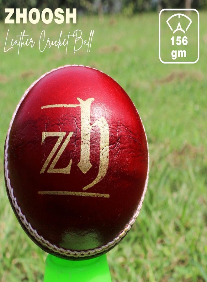 Zhoosh ™ Club Red Cricket Leather Ball (Type-Part 4) (Pack of 4) - Image 5